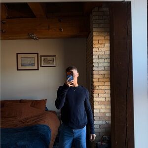 Men's Navy Crewneck Sweater - Classic Knit Pullover